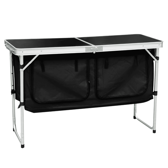 Masă de camping pliabilă cu organizator, 120 cm, aluminiu/MDF, KEPI TYP 3 - 6- Roveli