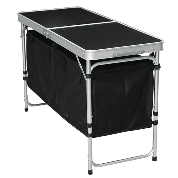 Masă de camping pliabilă cu organizator, 120 cm, aluminiu/MDF, KEPI TYP 3 - 3- Roveli