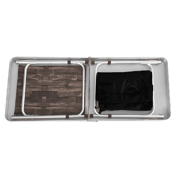 Masă de camping pliabilă cu organizator, 120 cm, aluminiu/MDF, KEPI TYP 3 - 7- Roveli