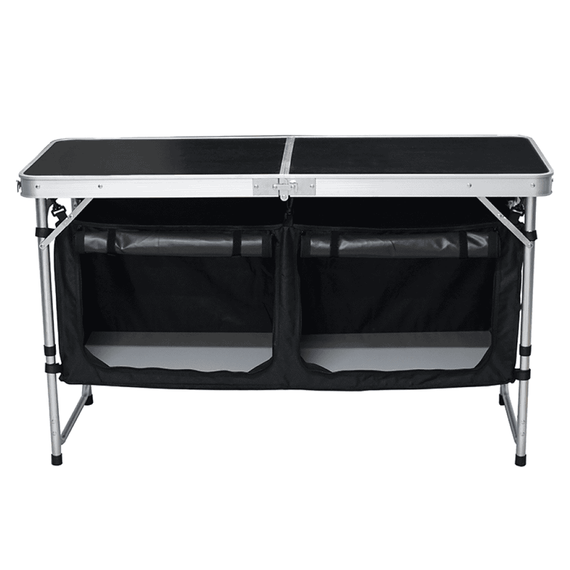 Masă de camping pliabilă cu organizator, 120 cm, aluminiu/MDF, KEPI TYP 3 - 5- Roveli