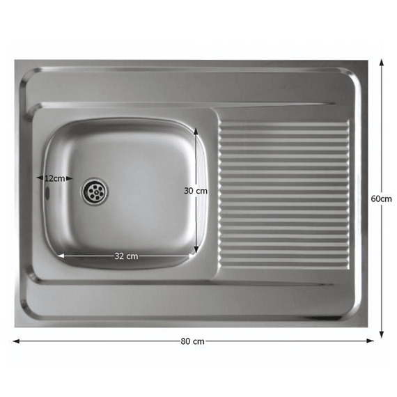 Chiuvetă inox, universală 80x60, LAY ON - 3- Roveli