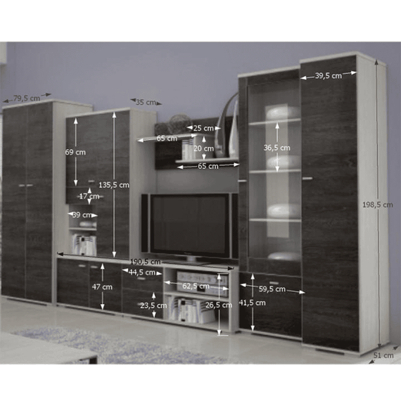Mobilier living, frasin/stejar american, ARS - 2- Roveli