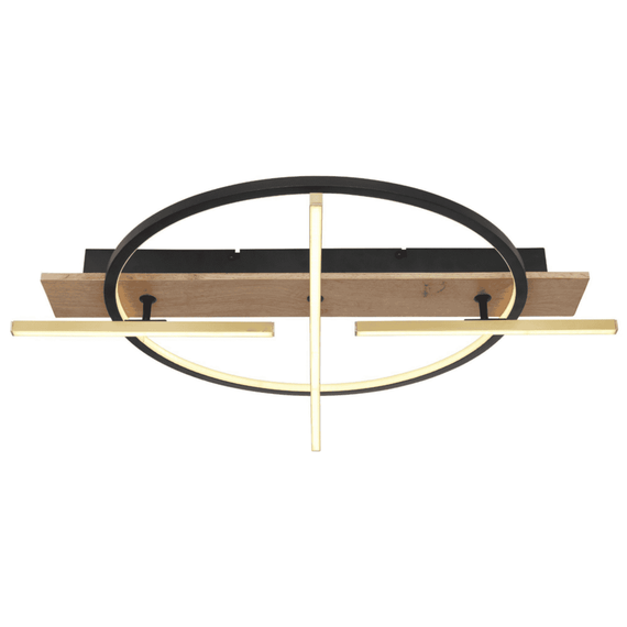 Plafoniera LED, carcasa din metal, panou din fibra de lemn si tije din aluminiu, 44 W, 1800 lm, lumina calda, 700 x 600 x 115 mm, IP20, functie de memorie, negru mat si auriu - 4- Roveli