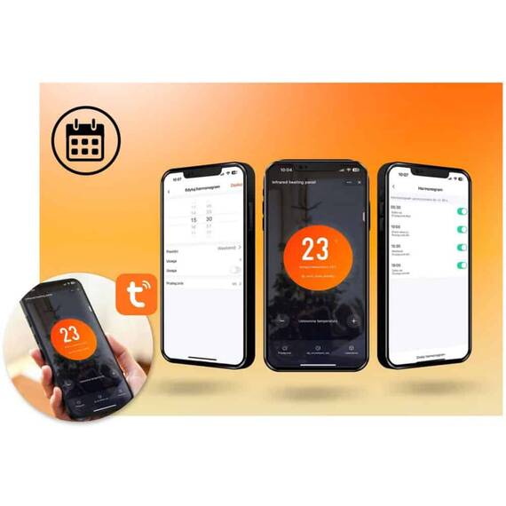 Incalzitor cu infrarosu, afisaj LED, panou de control tactil, telecomanda, aplicatie Tuya Smart, termostat incorporat, protectie la supraincalzire, 720 W, IPX4, 120 x 60 cm - 6- Roveli