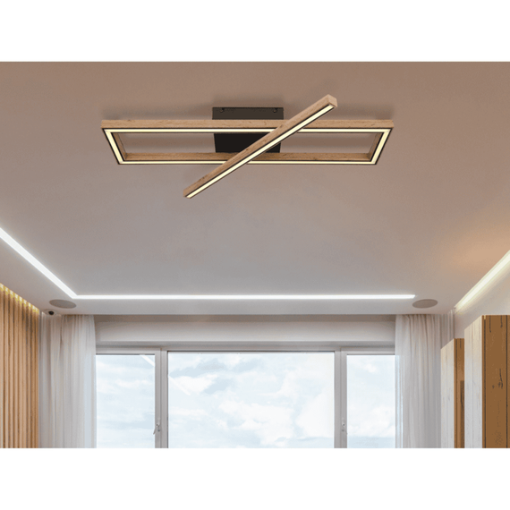 Plafoniera LED, 36 W, 2000 lm, lumina calda, design deosebit, functie de memorie, 800 x 200 x 90 mm, negru - 2- Roveli