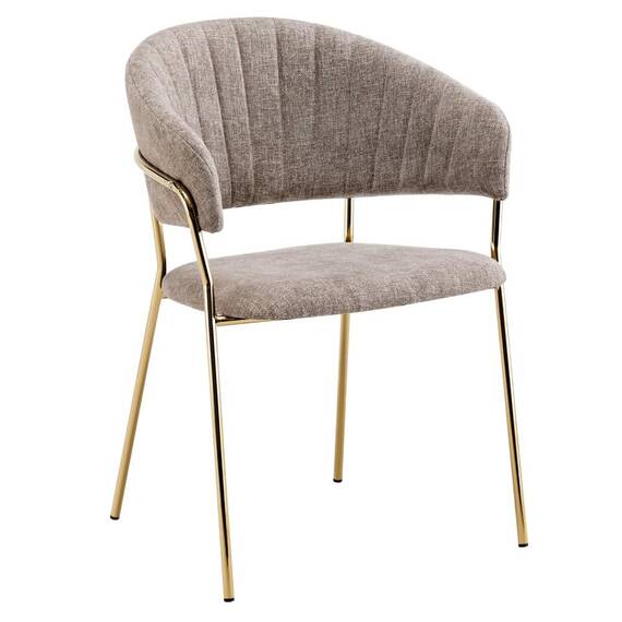 Fotoliu de sufragerie de design, textil maro/gold crom auriu, DASMIN TIP 1 - - Roveli