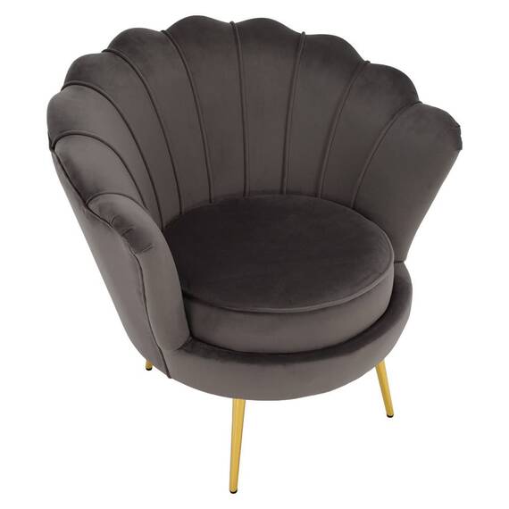 Fotoliu în stilul Art-deco, gri-maro ţesătură Velvet/gold crom auriu, NOBLEO - 4- Roveli