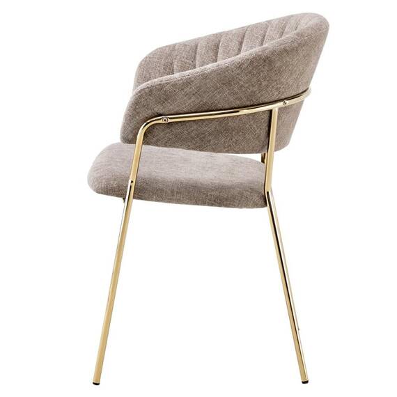 Fotoliu de sufragerie de design, textil maro/gold crom auriu, DASMIN TIP 1 - 4- Roveli