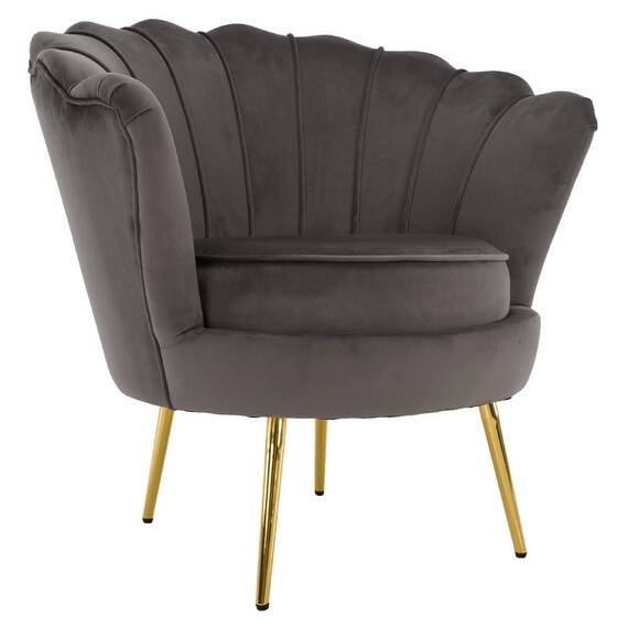 Fotoliu în stilul Art-deco, gri-maro ţesătură Velvet/gold crom auriu, NOBLEO - 5- Roveli