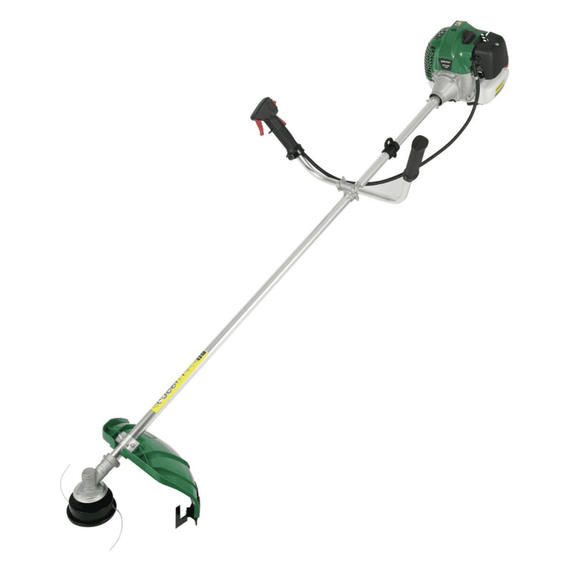 Motocoasa pe benzina, 2 timpi, putere de 2.99 CP, 2.2 kW, pornire manuala, cutit pentru iarba si fir, curea de umar, amestec benzina si ulei - - Roveli