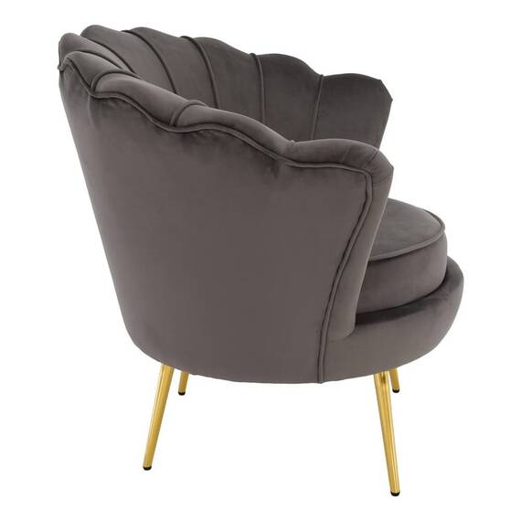 Fotoliu în stilul Art-deco, gri-maro ţesătură Velvet/gold crom auriu, NOBLEO - 6- Roveli