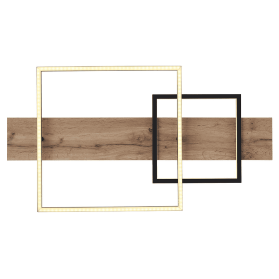 Plafoniera LED, aspect lemn, design geometric deosebit, lumina calda, flux luminos 1100lm, 24W, 750 x 400 x 100 mm, IP20, negru - 3- Roveli