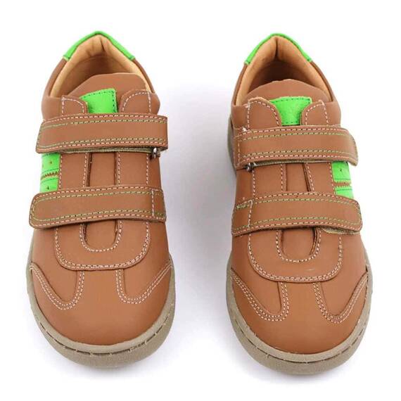 Pantofi casual ,unisex , pentru copii , din piele naturala 3229-COGNAC/VERDE/G, Culoare (12): Camel, Marime (12): 30 - 3- Roveli