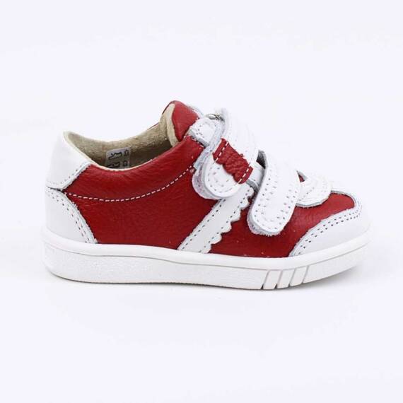 Pantofi sport , pentru copii , din piele naturala , PRIMII PASI  1839-ALB/ROSU/PP, Culoare (12): Rosu, Marime (12): 20 - 3- Roveli