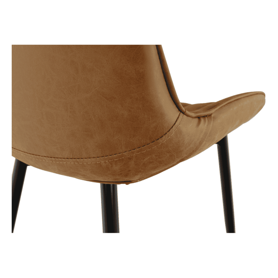 Scaun, piele ecologică maro camel/negru, HAZAL - 4- Roveli
