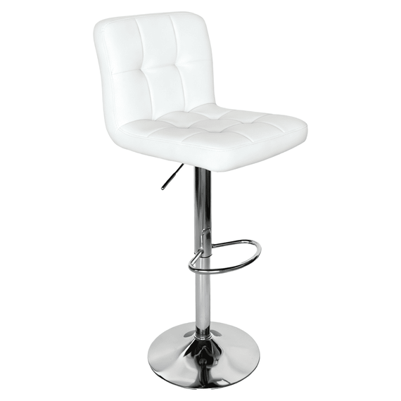 Scaun de bar, piele ecologică albă/crom, KANDY 2 NEW - - Roveli