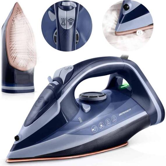 Fier de calcat cu abur, talpa ceramica, oprire automata, autocuratare, protectie la supraincalzire, rezervor de apa de 350 ml, abur vertical, reglare a temperaturii, 3000 W, albastru - 9- Roveli