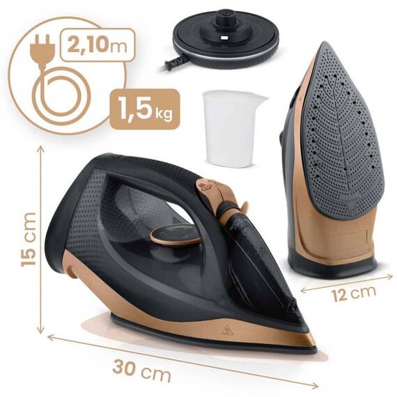 Fier de calcat cu abur fara fir, talpa ceramica, oprire automata, autocuratare, protectie la supraincalzire, rezervor de apa de 320 ml, abur vertical, reglare a temperaturii, suport de incarcare, 2600 W - 7- Roveli
