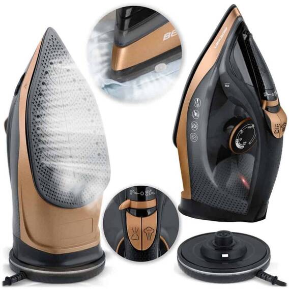 Fier de calcat cu abur fara fir, talpa ceramica, oprire automata, autocuratare, protectie la supraincalzire, rezervor de apa de 320 ml, abur vertical, reglare a temperaturii, suport de incarcare, 2600 W - 12- Roveli