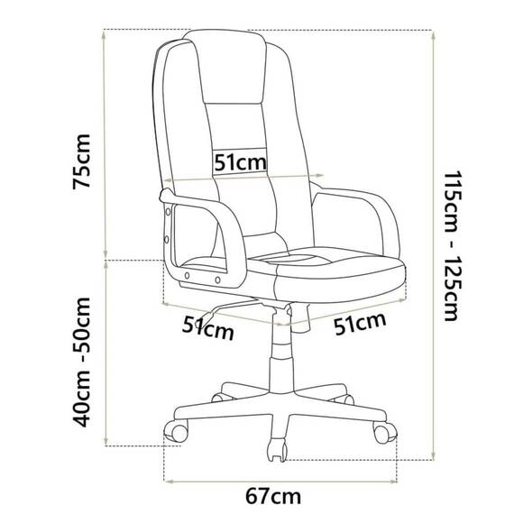 Scaun de birou DacEnergy©, baza neagra rotativa cu cinci stele, spatar rabatabil, sarcina maxima 120 kg, design frumos, reglarea inaltimii, 115 -125 cm, maro inchis - 8- Roveli