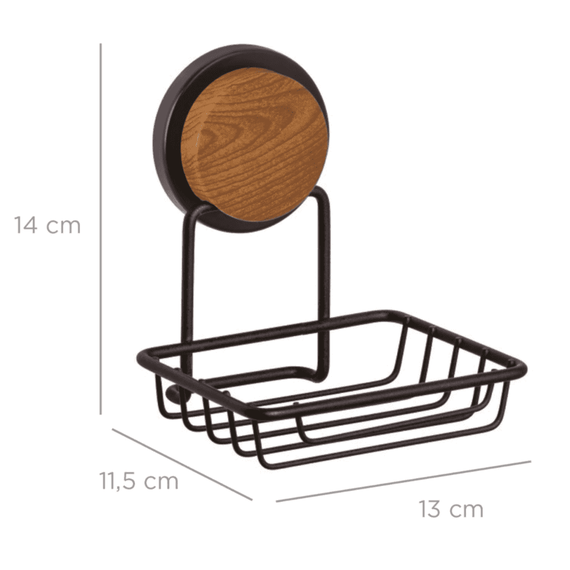 Set accesorii baie, fabricat din ABS si otel, cuier baie, sapuniera, suport pentru prosop, pentru uscator de par, pentru hartie igienica, pahar baie, finisaj negru si lemn - 3- Roveli