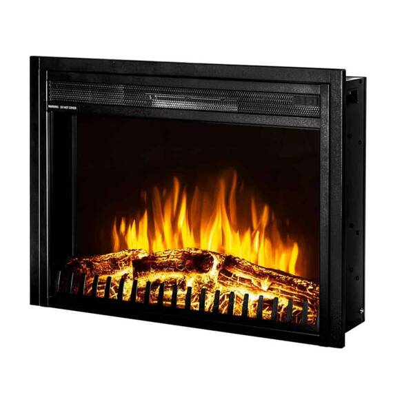 Focar semineu electric, metal, incorporabil, de perete, 3D efect, aeroterma, sunet, telecomanda, temporizator, iluminare LED, protectie la supraincalzire, 712 x 502 x 180 mm, negru - - Roveli