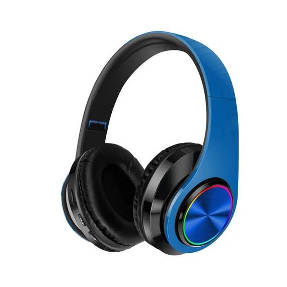 Casti audio On Ear DacEnergy©, Wireless, Bluetooth 5.0/ MP3 Card, Plug-In, HI-FI sound, Hands-free Call, design ergonomic, culoare albastru/negru - - Roveli