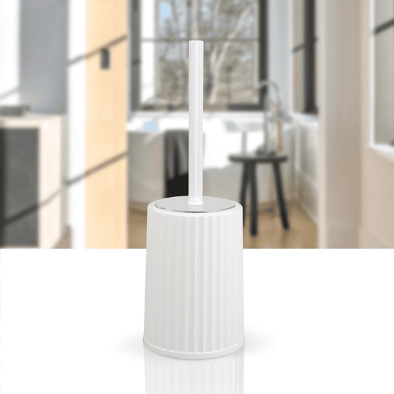 Perie WC, polipropilena si ABS, montaj stativ, design modern,11.9 x 11.9 x 34 cm, alb si cromat - 2- Roveli