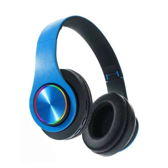 Casti audio On Ear DacEnergy©, Wireless, Bluetooth 5.0/ MP3 Card, Plug-In, HI-FI sound, Hands-free Call, design ergonomic, culoare albastru/negru - 2- Roveli