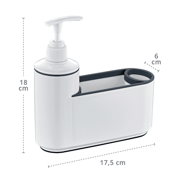 Set accesorii baie, fabricat din polistiren, dozator pentru sapun lichid si organizator, 0.2 L, 18 x 17.5 x 6 cm, alb - 2- Roveli