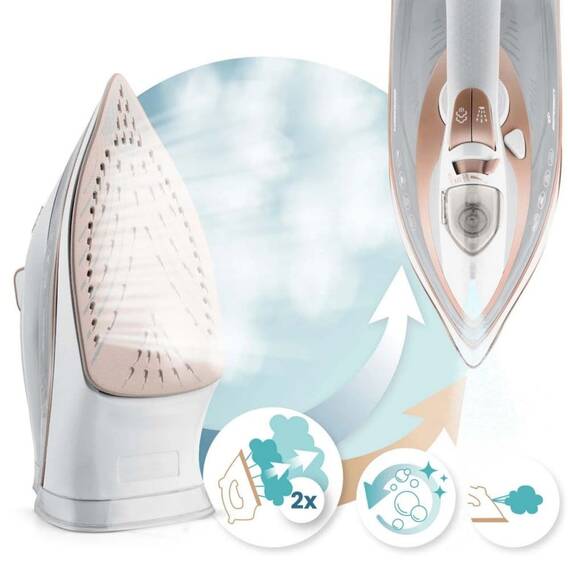 Fier de calcat cu abur, talpa ceramica, oprire automata, autocuratare, protectie la supraincalzire, rezervor de apa de 360 ml, abur vertical, reglare a temperaturii, 3000 W, alb - 9- Roveli