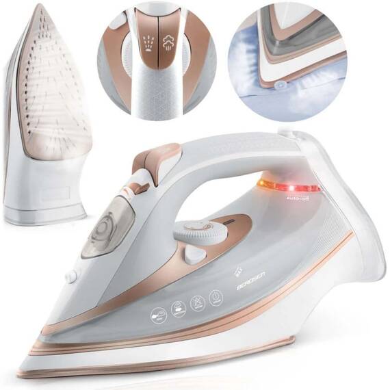 Fier de calcat cu abur, talpa ceramica, oprire automata, autocuratare, protectie la supraincalzire, rezervor de apa de 360 ml, abur vertical, reglare a temperaturii, 3000 W, alb - 11- Roveli