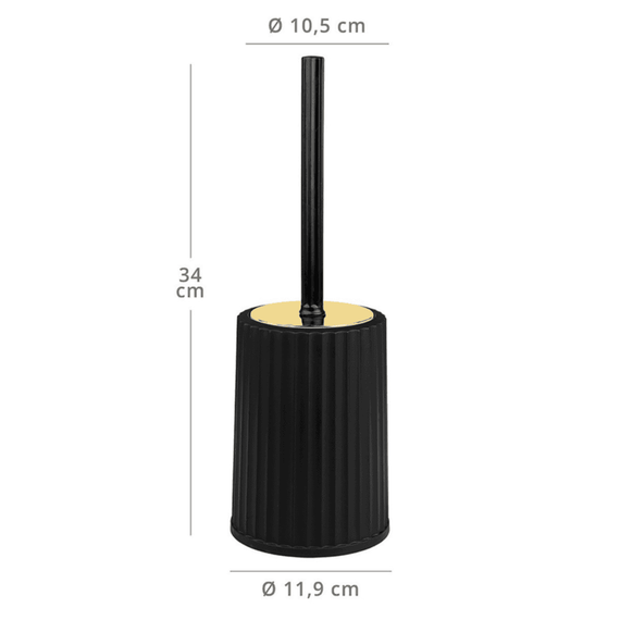 Perie WC, polipropilena si ABS, montaj stativ, design modern, 11.9 x 11.9 x 34 cm, negru si auriu - 3- Roveli