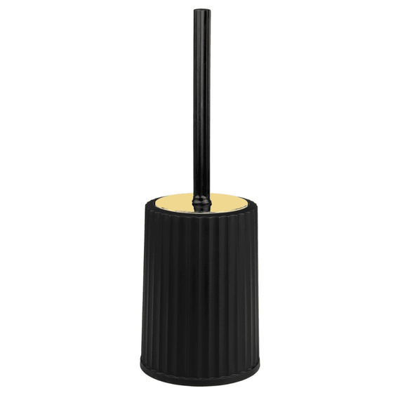 Perie WC, polipropilena si ABS, montaj stativ, design modern, 11.9 x 11.9 x 34 cm, negru si auriu - - Roveli