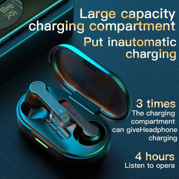 Casti Wireless DacEnergy©, Bluetooth 5.0, microfon incorporat, IPX7 Impermeabil, control volum, atingere inteligenta, activare vocala Siri, design ergonomic, culoare alb - 7- Roveli