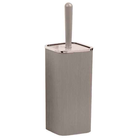 Perie WC, polistiren si ABS, montaj stativ, design modern, 10.2 x 10.2 x 34.2 cm, maro si auriu - - Roveli