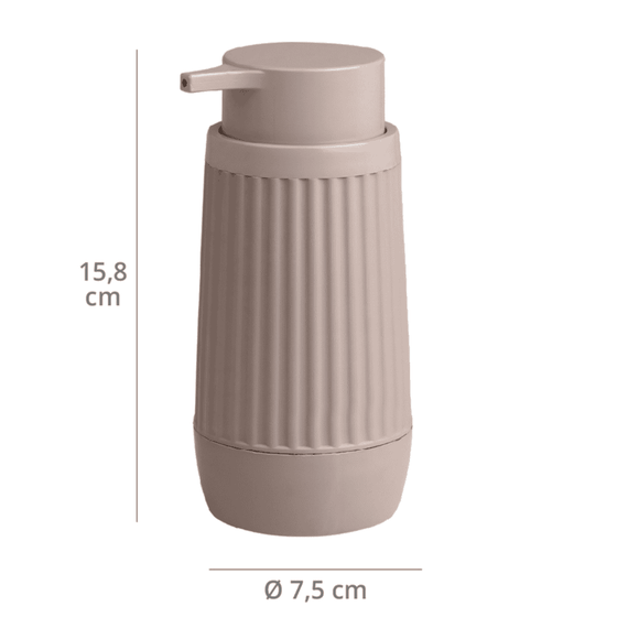 Set accesorii baie, realizat din plastic, cos gunoi, perie WC, dozator sapun lichid, pahar baie pentru igiena personala si sapuniera, maro, 5 piese - 8- Roveli