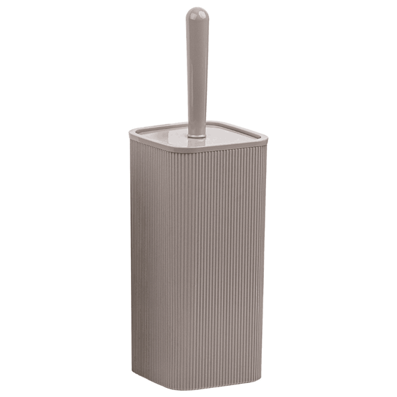 Perie WC, polistiren si ABS, montaj stativ, design modern, 10.2 x 10.2 x 34.2 cm, maro - - Roveli