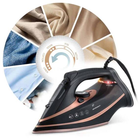 Fier de calcat cu abur, talpa ceramica, oprire automata, autocuratare, protectie la supraincalzire, rezervor de apa de 360 ml, abur vertical, reglare a temperaturii, 3000 W, negru - 2- Roveli
