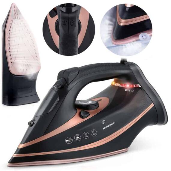 Fier de calcat cu abur, talpa ceramica, oprire automata, autocuratare, protectie la supraincalzire, rezervor de apa de 360 ml, abur vertical, reglare a temperaturii, 3000 W, negru - 4- Roveli