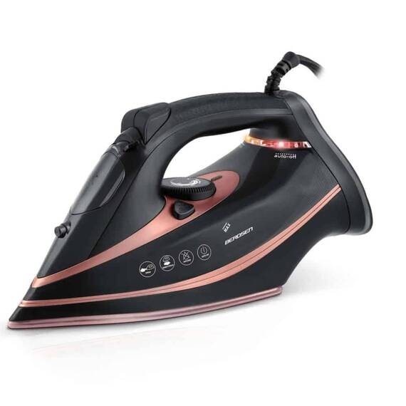 Fier de calcat cu abur, talpa ceramica, oprire automata, autocuratare, protectie la supraincalzire, rezervor de apa de 360 ml, abur vertical, reglare a temperaturii, 3000 W, negru - - Roveli
