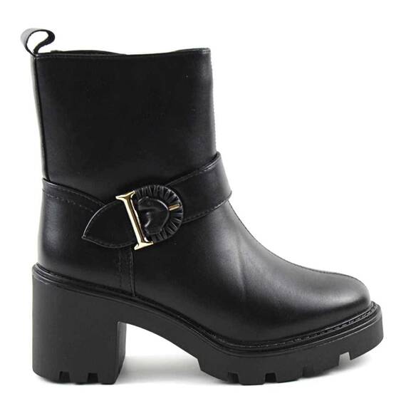 Ghete imblanite de dama , cu catarama​ aurie BH206-1-BLACK, Culoare (12): Negru, Marime (12): 37** - 4- Roveli