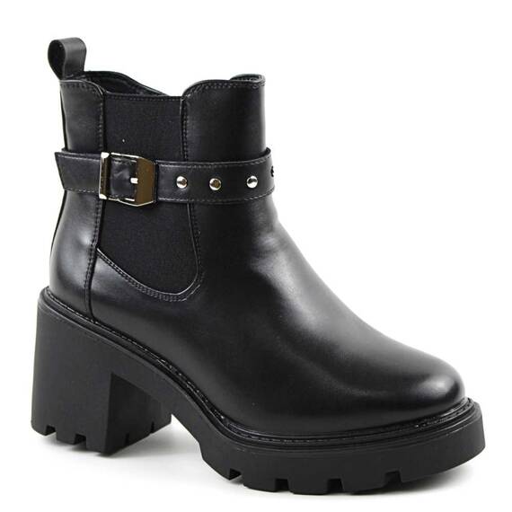 Ghete imblanite de dama , cu catarama argintie BH208-BLACK, Culoare (12): Negru, Marime (12): 37** - - Roveli