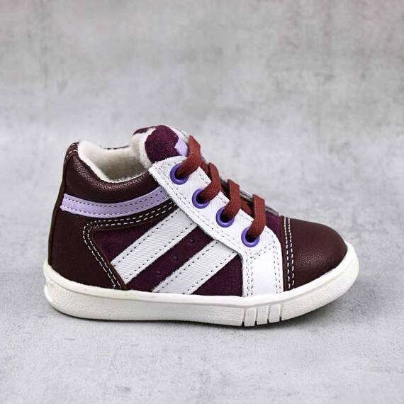 Ghete sport pentru copii , PRIMII PASI , din piele naturala 3234-BORDO/ALB/M, Culoare (12): Bordo, Marime (12): 20 - 3- Roveli