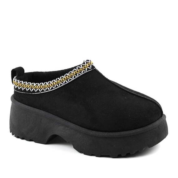 ​Papuci imblaniti de dama , tip UG , cu platforma BK-301-BLACK, Culoare (12): Negru, Marime (12): 40 - - Roveli