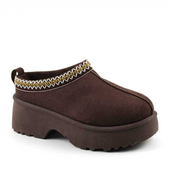 ​Papuci imblaniti de dama , tip UG , cu platforma BK-301-BROWN, Culoare (12): Maro, Marime (12): 40 - - Roveli