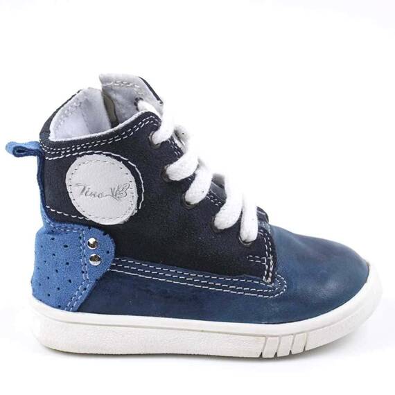 Ghete inalte pentru copii , PRIMII PASI ,  din piele naturala 3144-BLEU/MC1, Culoare (12): Bleumarin, Marime (12): 22 - 3- Roveli