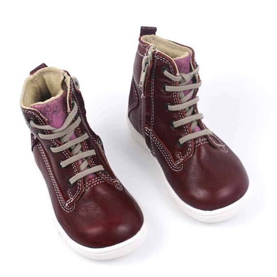 Ghete inalte pentru copii , PRIMII PASI ,  din piele naturala 3144-BORDO/MC, Culoare (12): Bordo, Marime (12): 21 - 2- Roveli