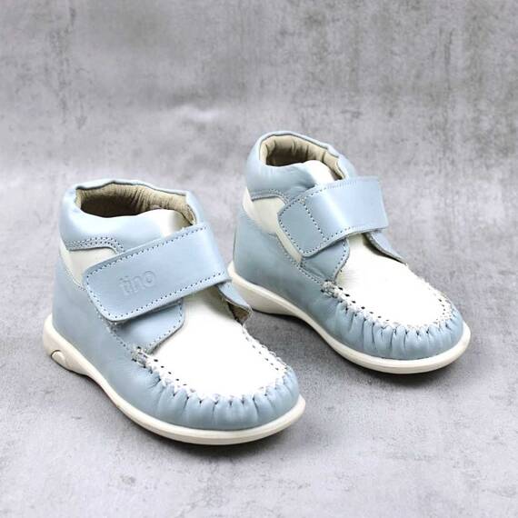 Ghete usoare pentru copii , din piele naturala  2907-BLEU/ALB/M, Culoare (12): Bleu, Marime (12): 21 - 2- Roveli