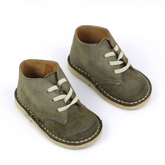 Ghete usoare , pentru copii , din piele naturala intoarsa , PRIMII PASI 445-KAKI/PP, Culoare (12): Kaki, Marime (12): 22 - 2- Roveli